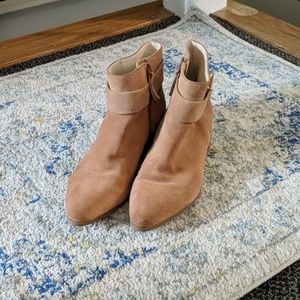 Nine West Cognac Brown Suede Ankle Booties